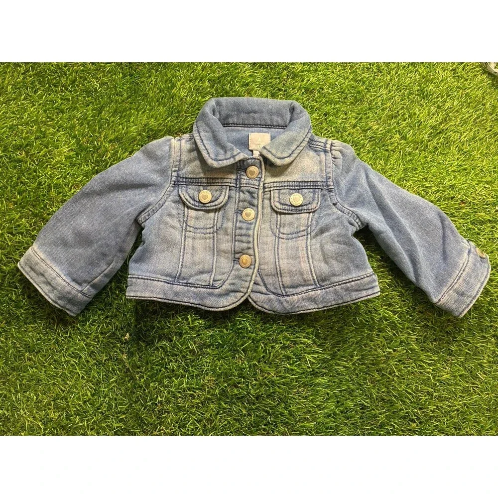 Vintage Baby Gap Denim Jean Jacket Baby Girls 3-6 Months Blue Button Front